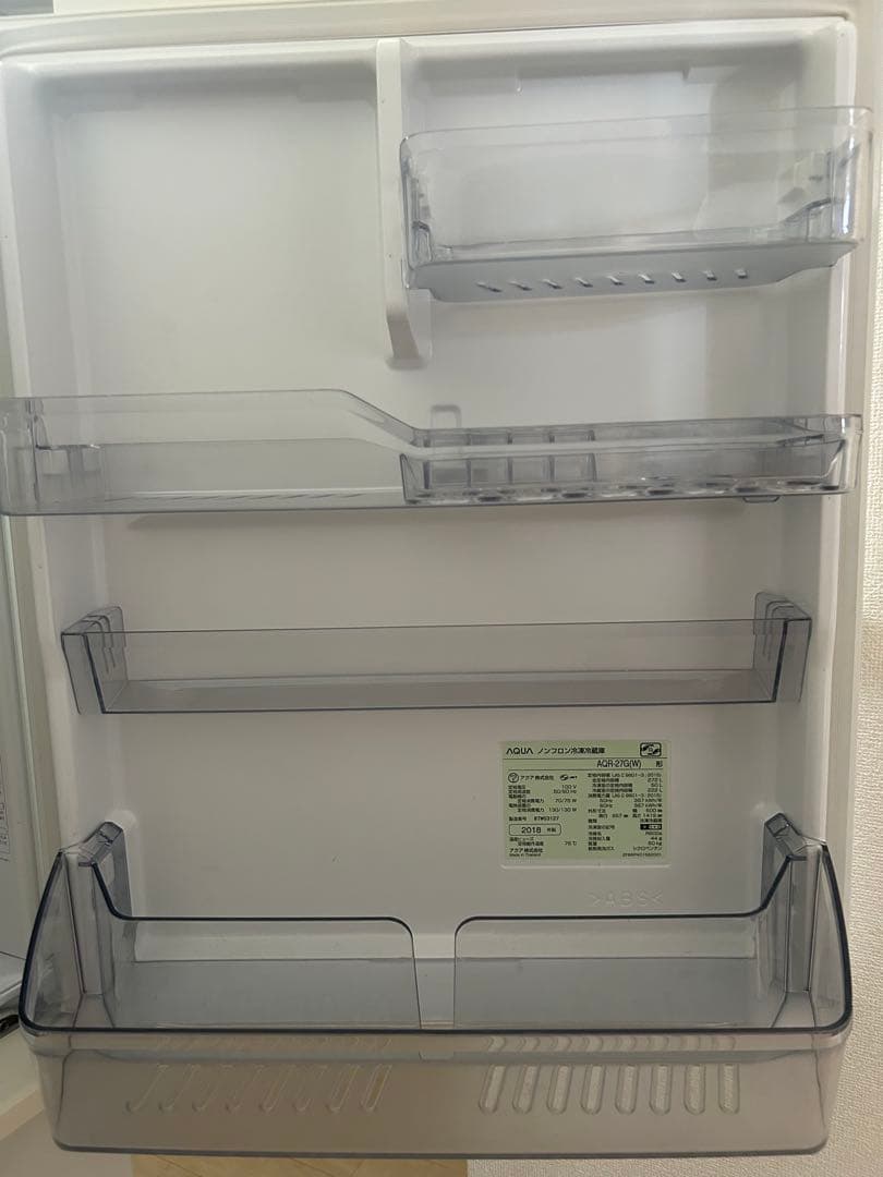 AQUA 冷蔵庫 AQR-27G(W) 272L 2018年