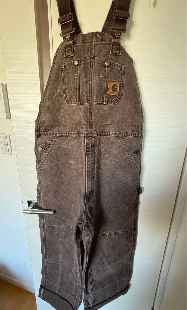 Carhartt ブラウンデニムオーバーオール34×32