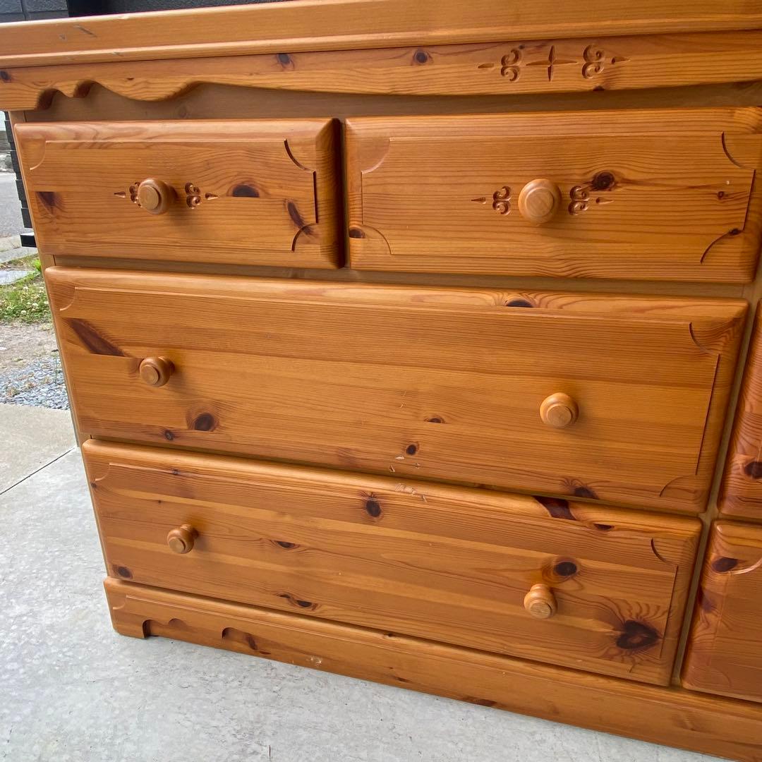 自宅保管 3段ローチェスト パイン材 横幅118cm 奥行45cm 高さ79cm