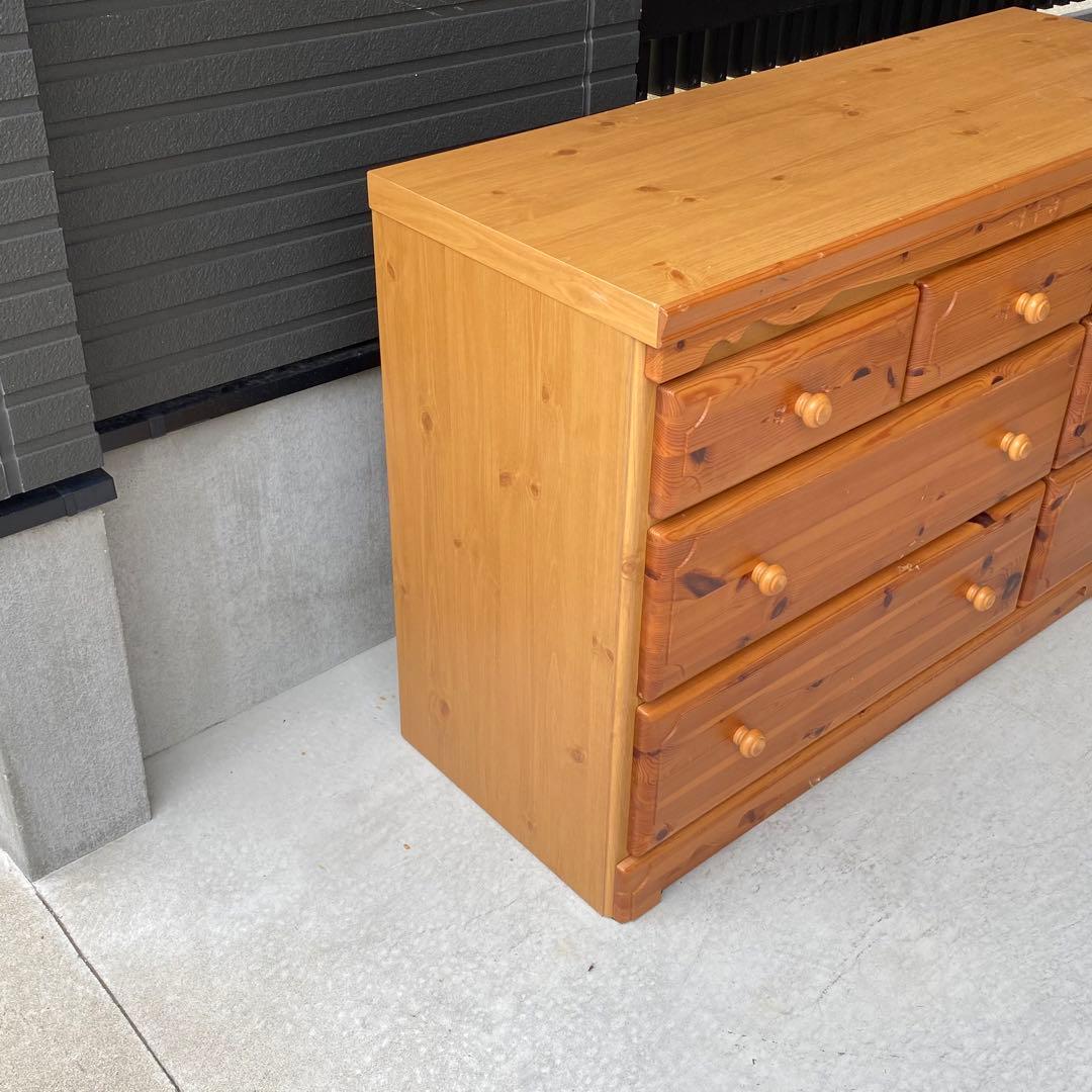 自宅保管 3段ローチェスト パイン材 横幅118cm 奥行45cm 高さ79cm