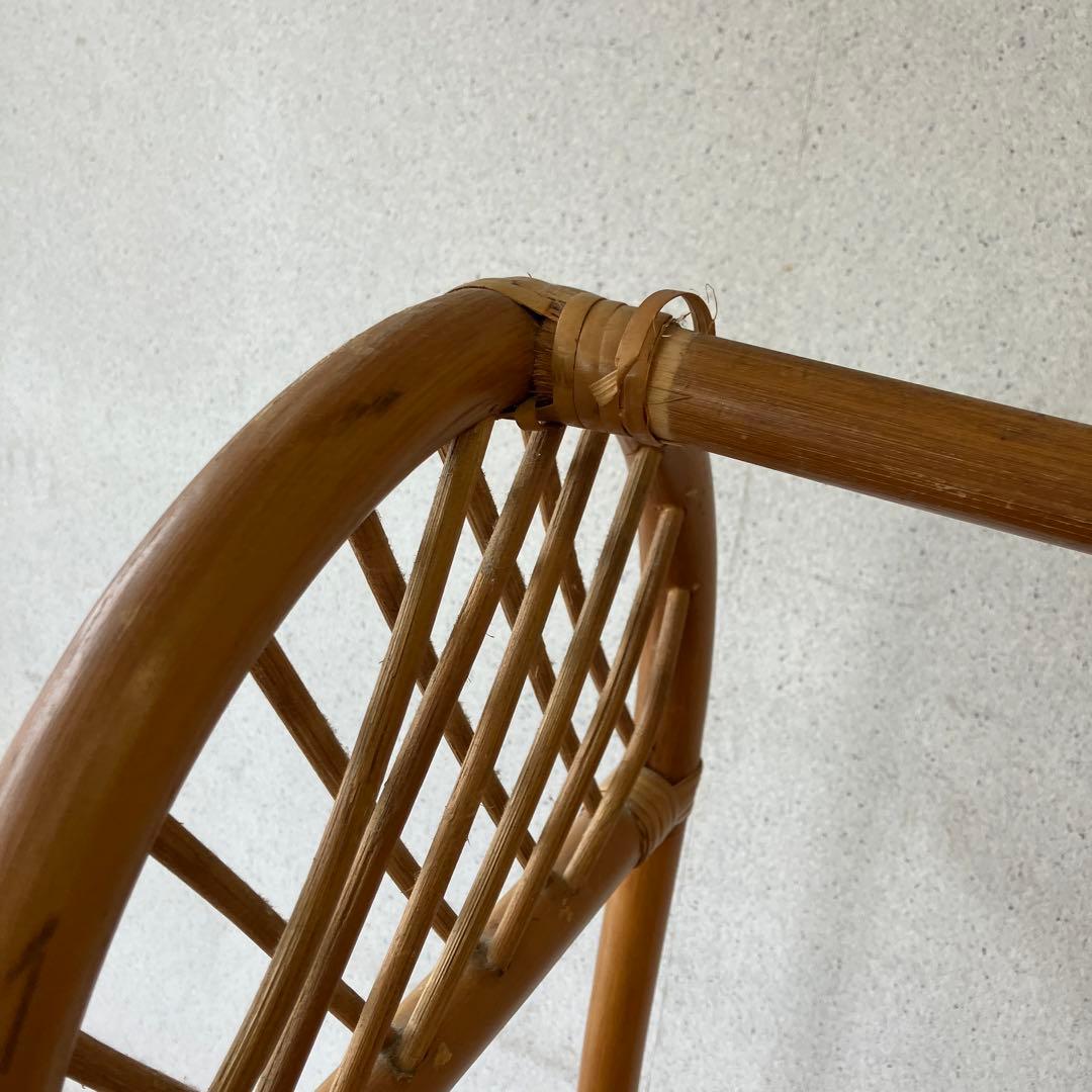 昭和レトロ アーチ型 ラタンハンガーラック 籐家具 古道具 古家具 ビンテージ