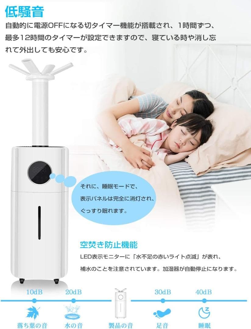 業務用家庭用加湿器 大容量 3つ噴霧口デザイン　ホワイト