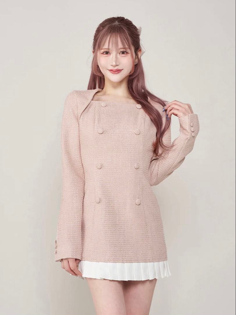 プリーツドッキングツイードミニワンピース FL