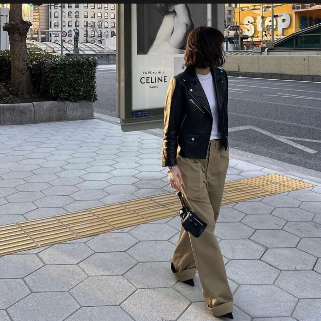 ok.soon ベージュ チノワイドパンツ