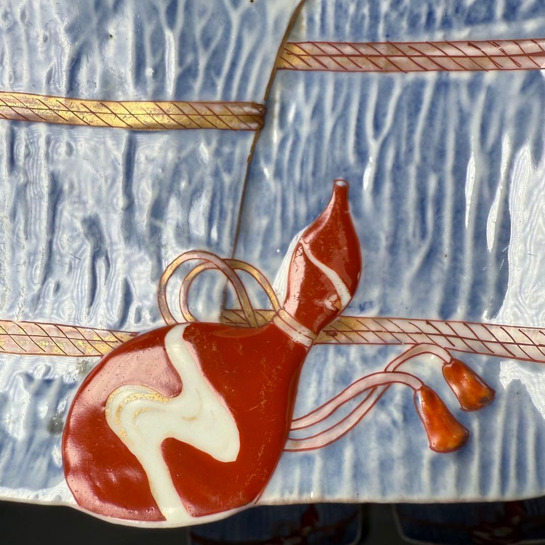 明治時代　中村製（中村亀一）　錦手瓢箪文様変形皿　１０枚　肥前有田