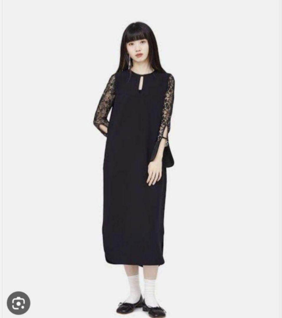 mame kurogouchi　Floral Lace Sleeve Dress
