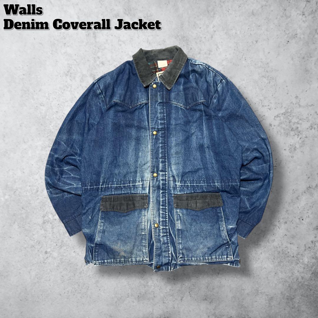 【湘南】Wallsデニムジャケットカバーオール90sヴィンテージ青ブルー