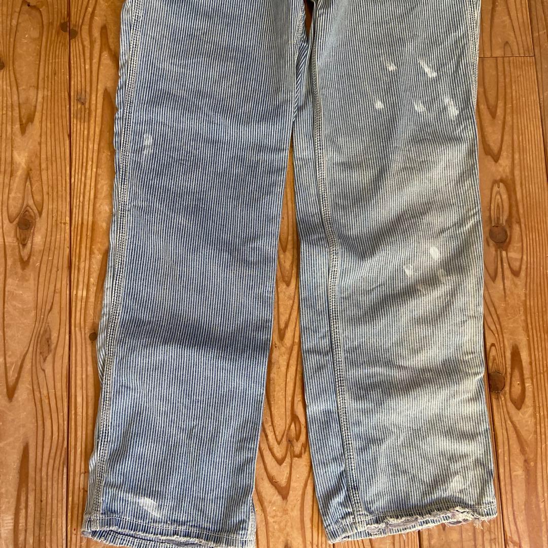 希少 POLO ラルフローレン ヒッコリー ストライプ ダメージ加工 パンツ