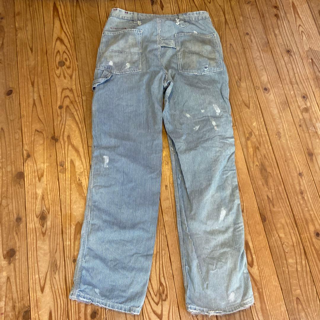 希少 POLO ラルフローレン ヒッコリー ストライプ ダメージ加工 パンツ