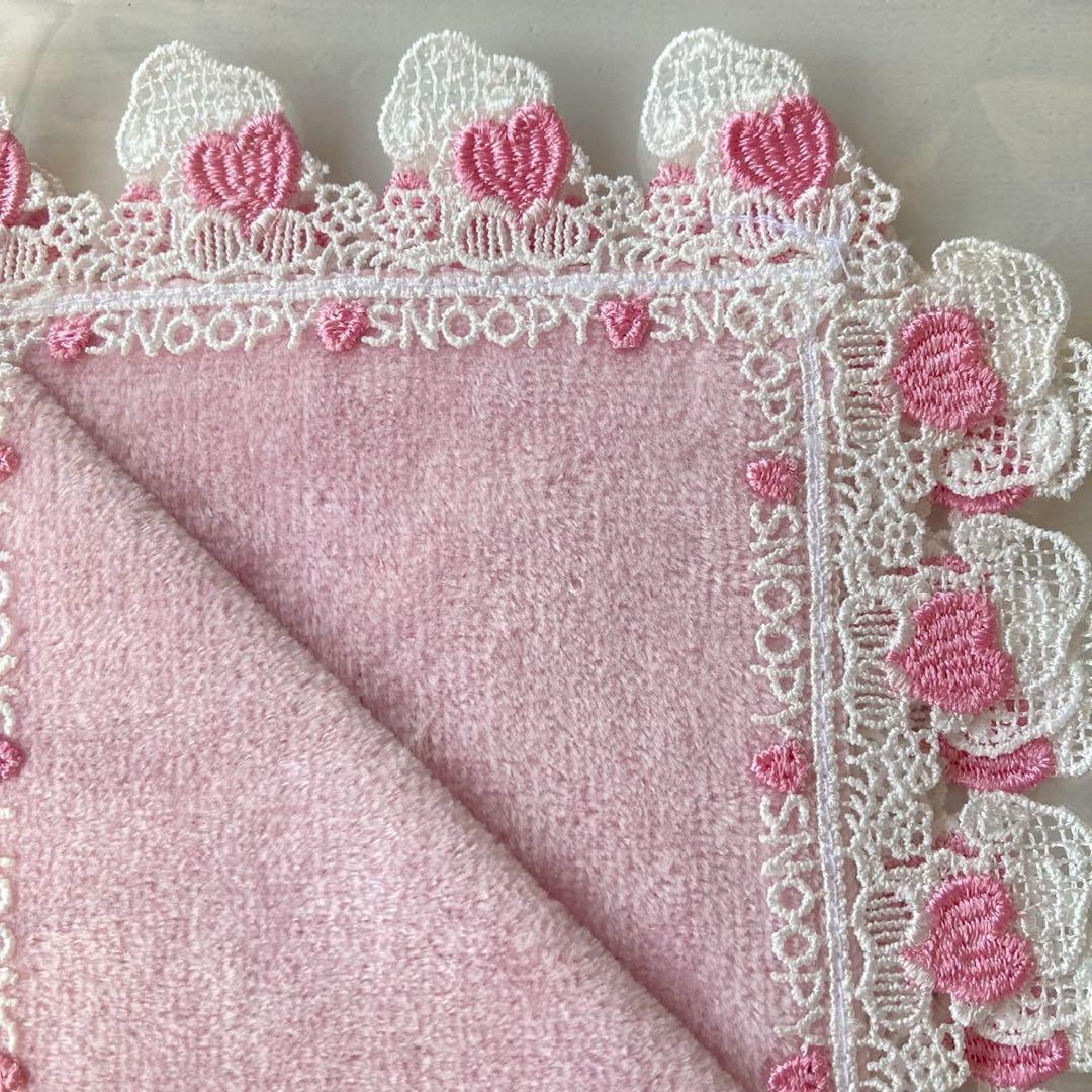 近沢レース　スヌーピー　ハートハンカチ　タオルハンカチ4色セット