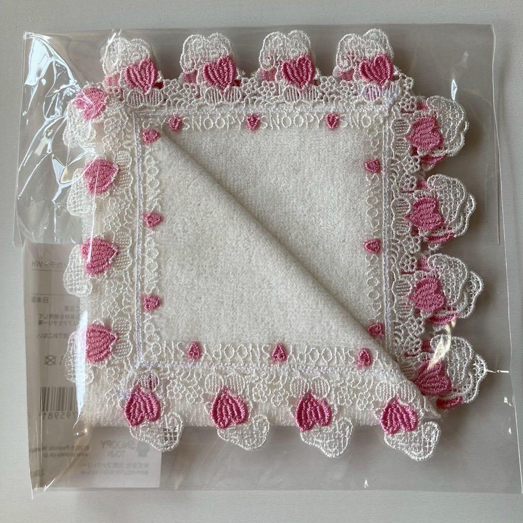 近沢レース　スヌーピー　ハートハンカチ　タオルハンカチ4色セット