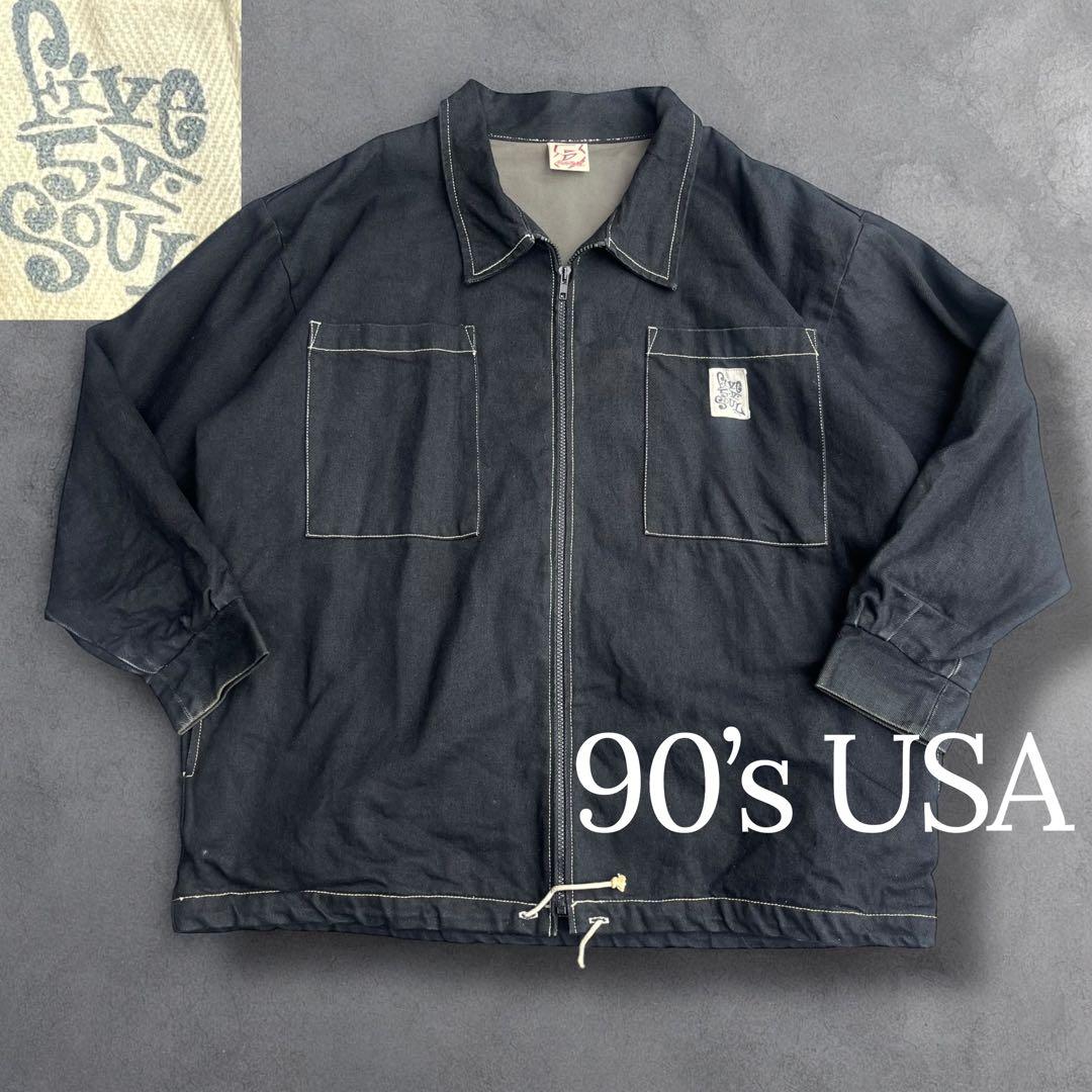 90's USA製 TRIPLE FIVE SOUL デニム カバーオール 黒
