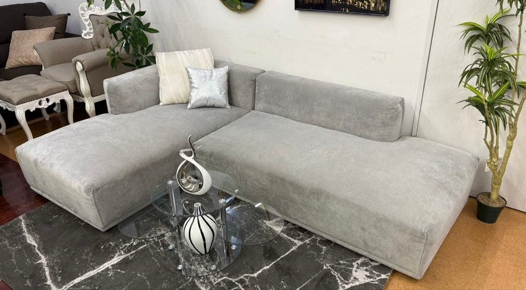 【地域限定無料配送】 Francfrancフランフラングレー L字型ソファ