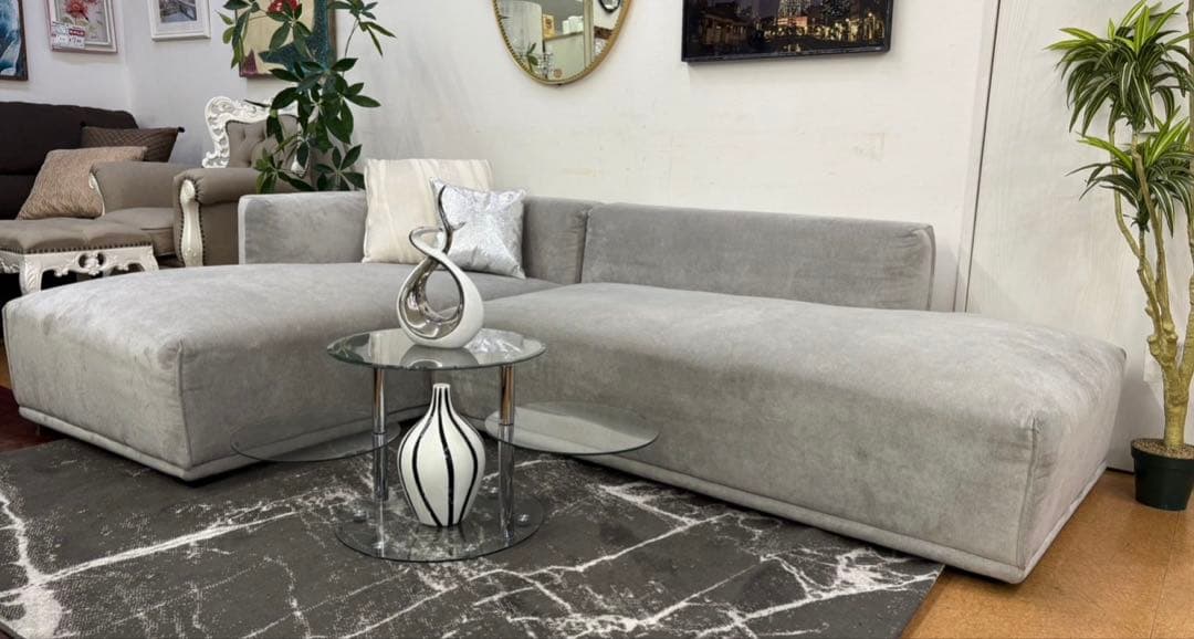 【地域限定無料配送】 Francfrancフランフラングレー L字型ソファ