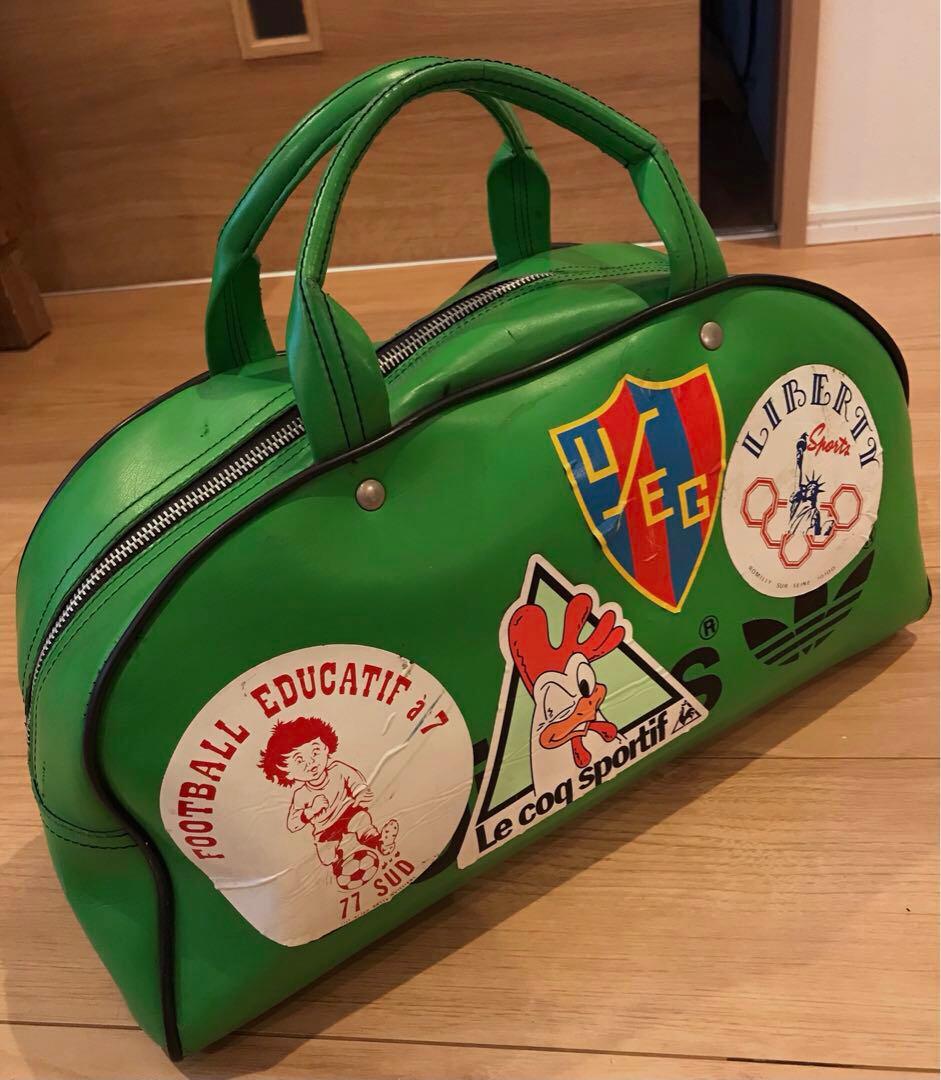 ◼️希少 70s〜 アディダス ボストンバッグ フランス製 緑 adidas