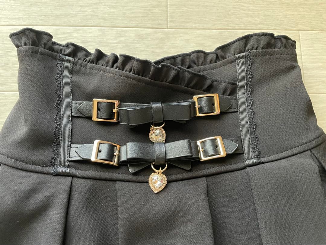 【未使用】LIZ LISA 2連リボンベルトスカパン　ブラック　size:0