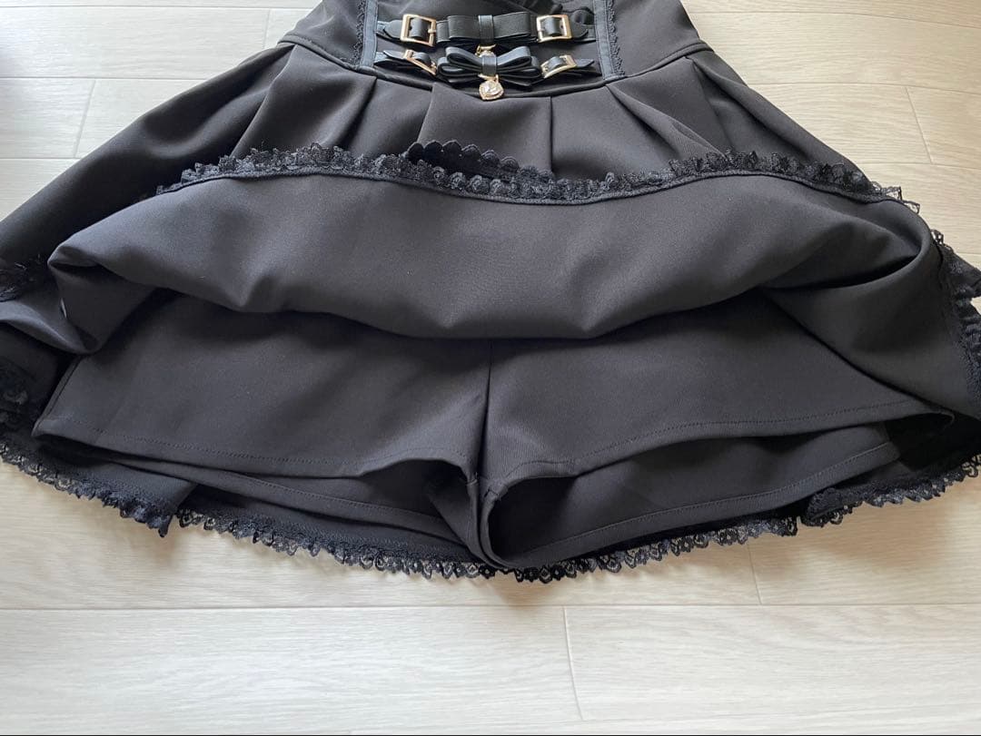 【未使用】LIZ LISA 2連リボンベルトスカパン　ブラック　size:0