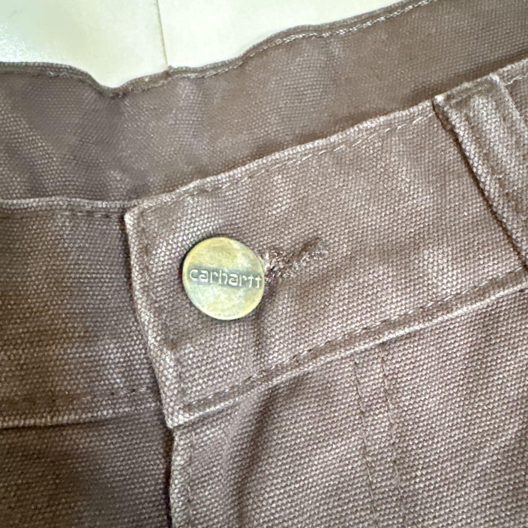 カーハート ダブルニー ワークパンツ w34 ブラウン ロゴ古着
