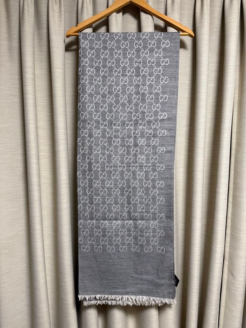 GUCCI GG柄 ストール 大判 グレー