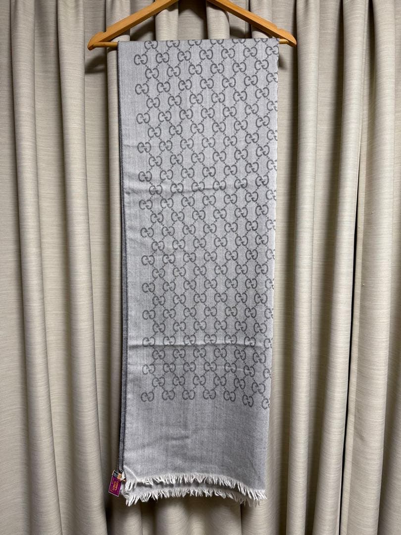 GUCCI GG柄 ストール 大判 グレー
