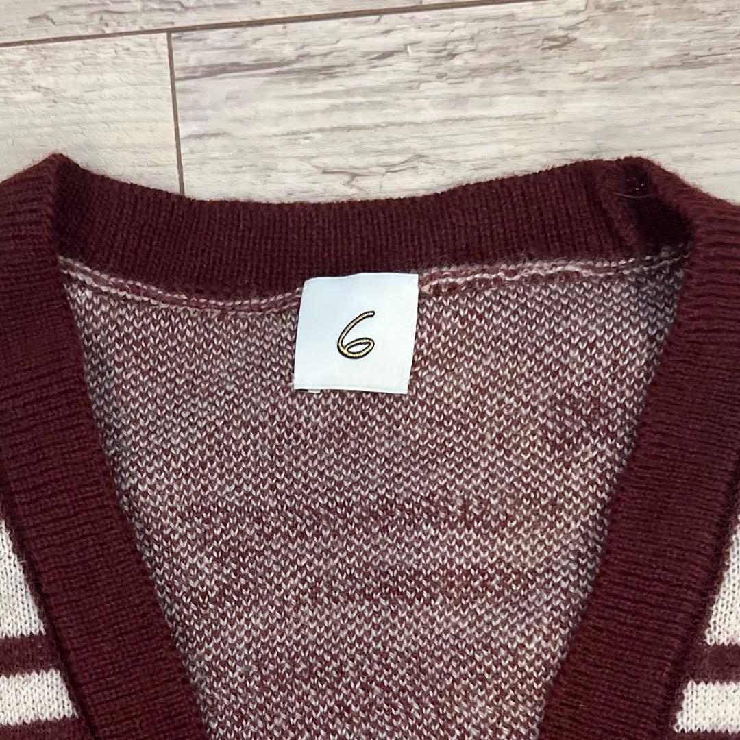 ＜6(ROKU)＞WOOL WAPPEN V NECK CARDIGAN