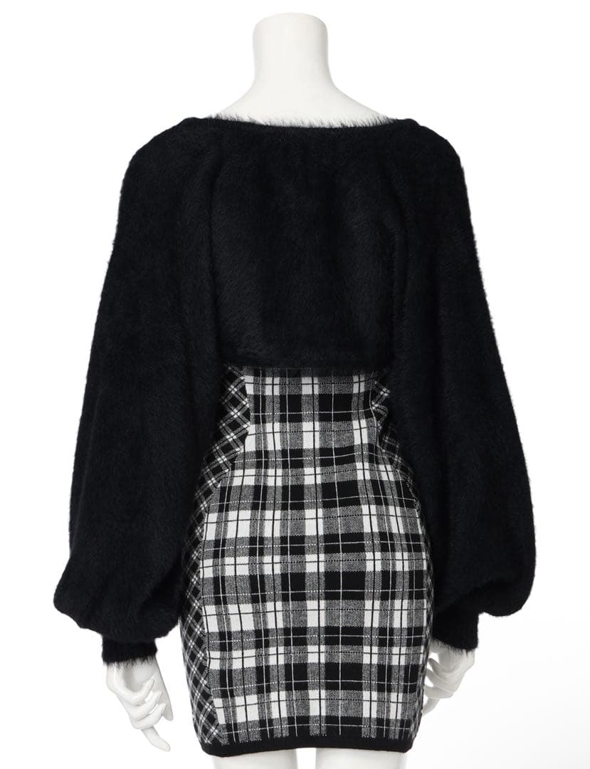 フェザーチェックアンサンブルワンピース　タイト　LIP SERVICE