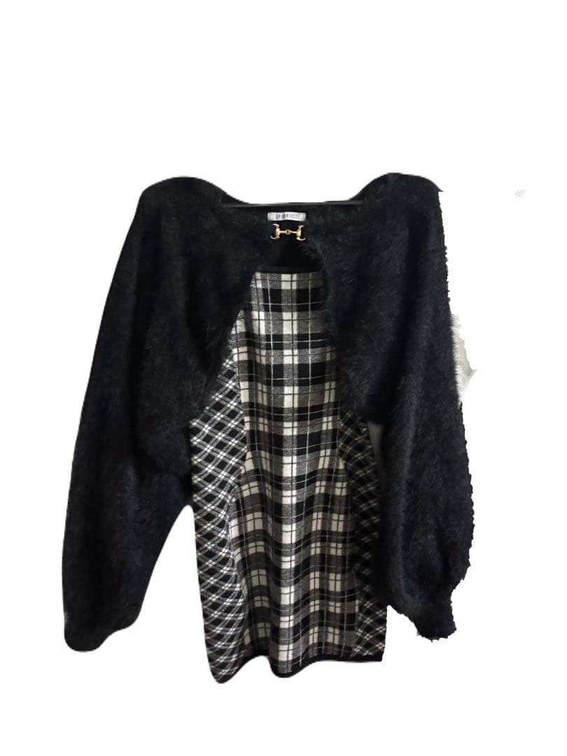 フェザーチェックアンサンブルワンピース　タイト　LIP SERVICE