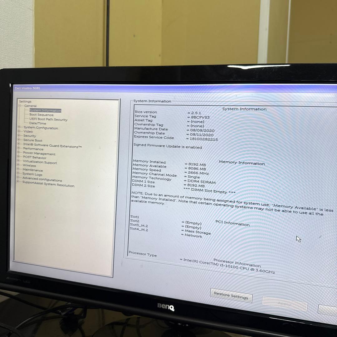 Windowsデスクトップ Dell Vostro 3681 i3-10100 (79