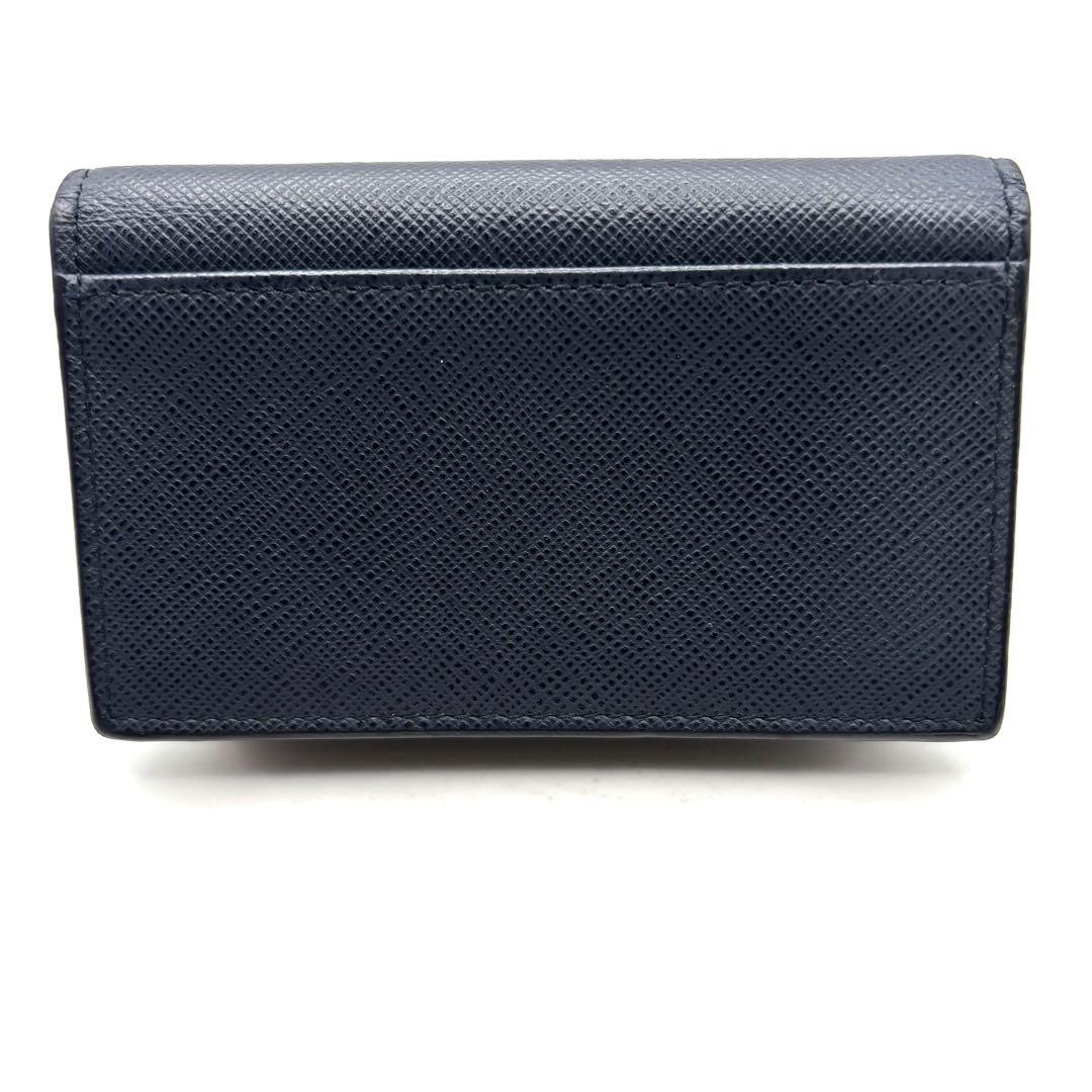 プラダ カードケース 名刺入れ シルバーロゴ サフィアーノ レザー ネイビー