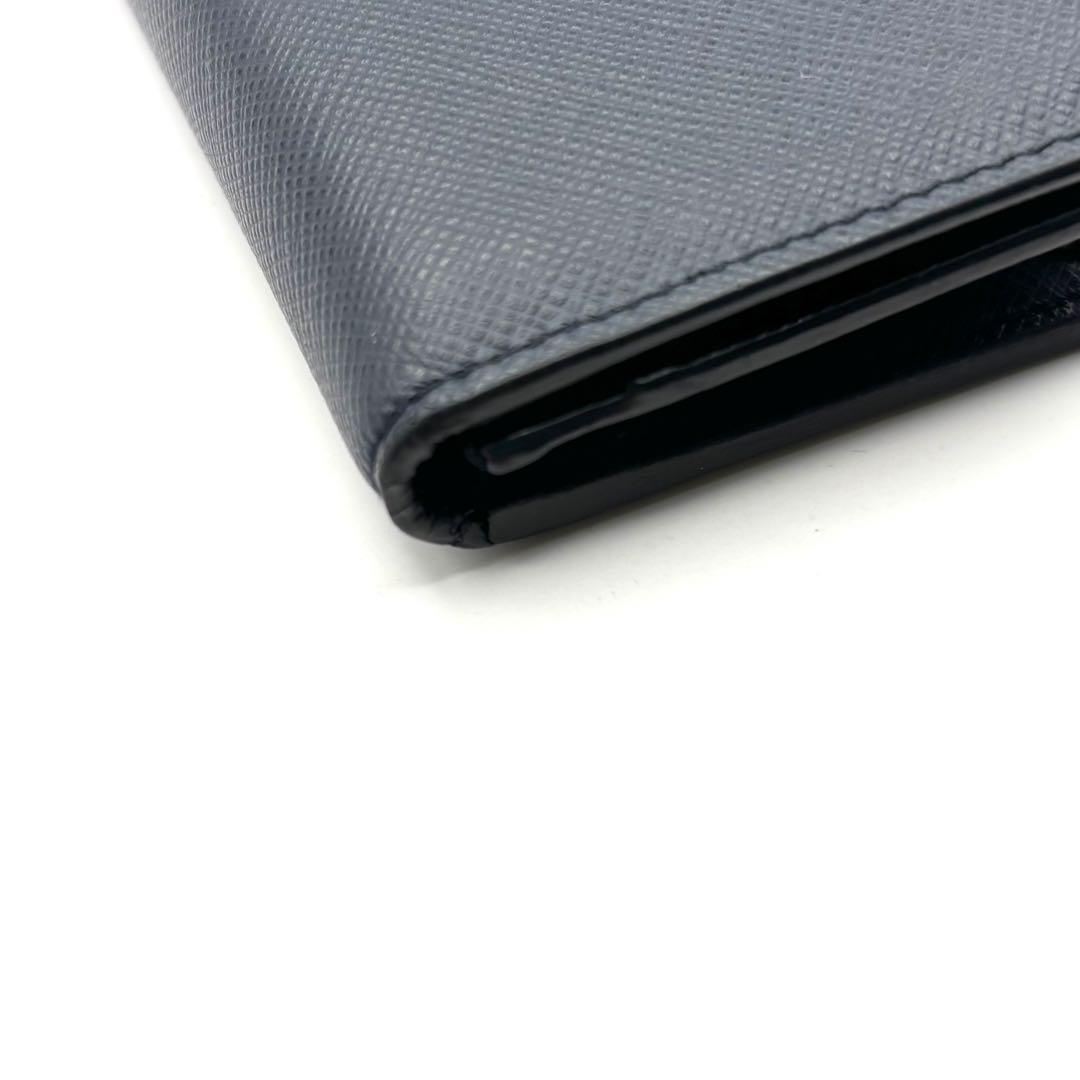 プラダ カードケース 名刺入れ シルバーロゴ サフィアーノ レザー ネイビー