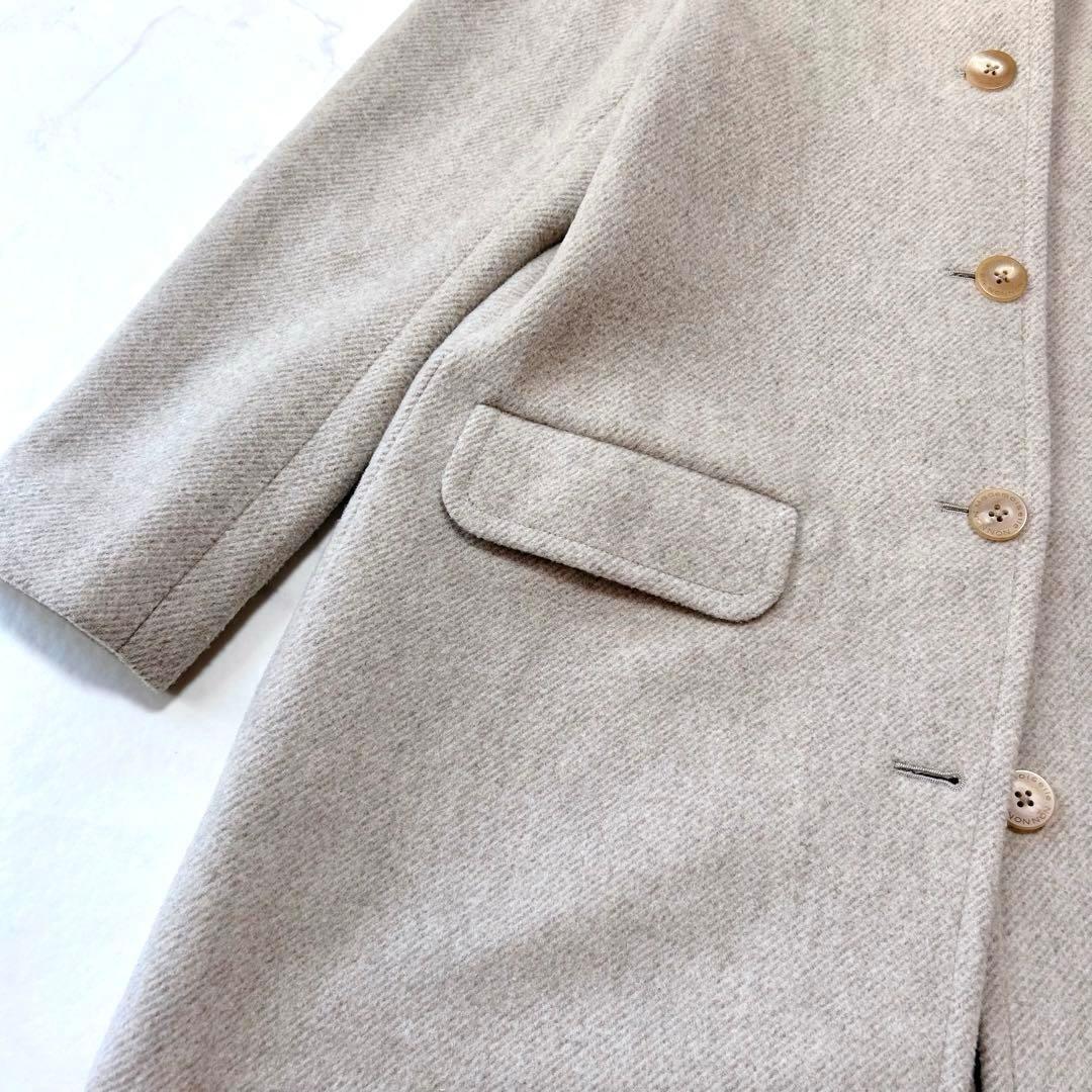 極美品 マドモアゼルノンノン ニット襟 ウールコートベージュ系 日本製 ゆったり