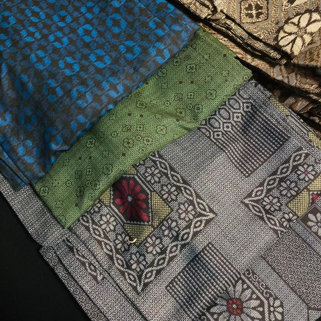 着物と帯オレンジ y235◾️アンティーク時代大島紬羽織13点◾️龍郷本場大島泥大島