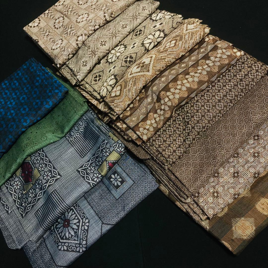 着物と帯オレンジ y235◾️アンティーク時代大島紬羽織13点◾️龍郷本場大島泥大島