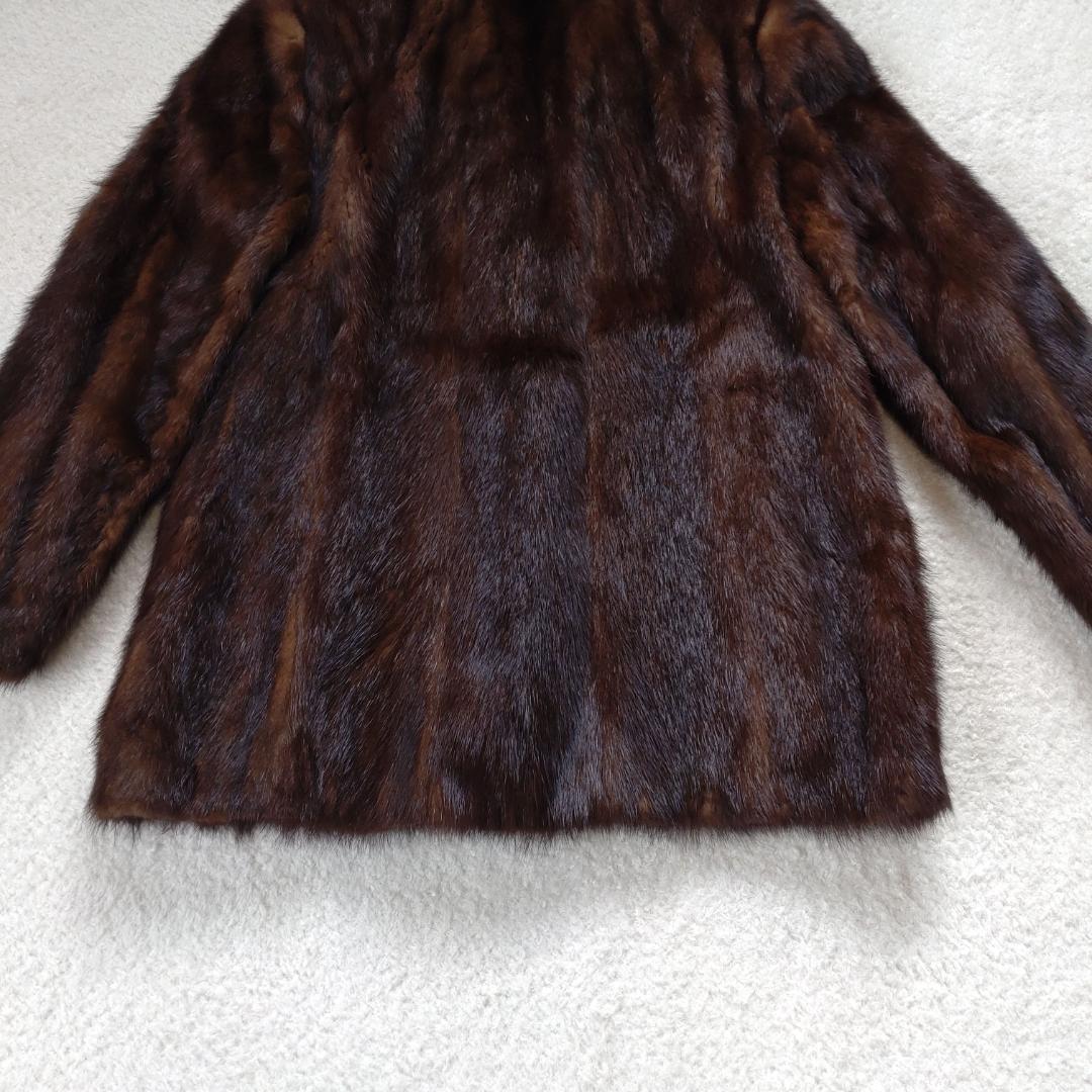 ☆美品タグ付☆ミンク 毛皮コート ファー ショールカラー ハーフ丈 L ブラウン