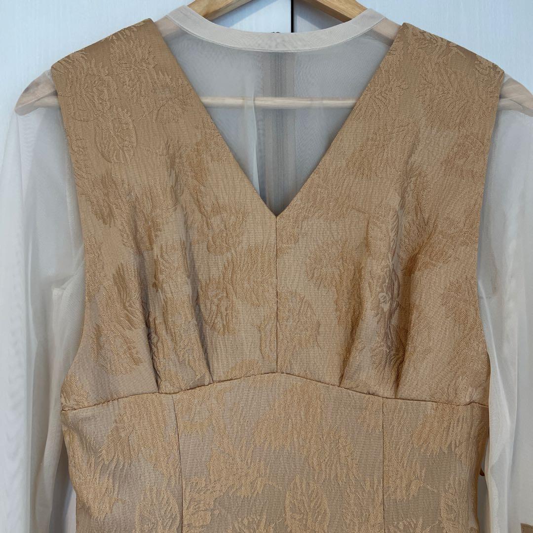 AIMER（エメ）チュールブラウス付Vネックジャカードタイトパーティードレス