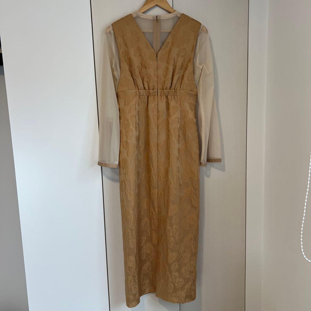 AIMER（エメ）チュールブラウス付Vネックジャカードタイトパーティードレス