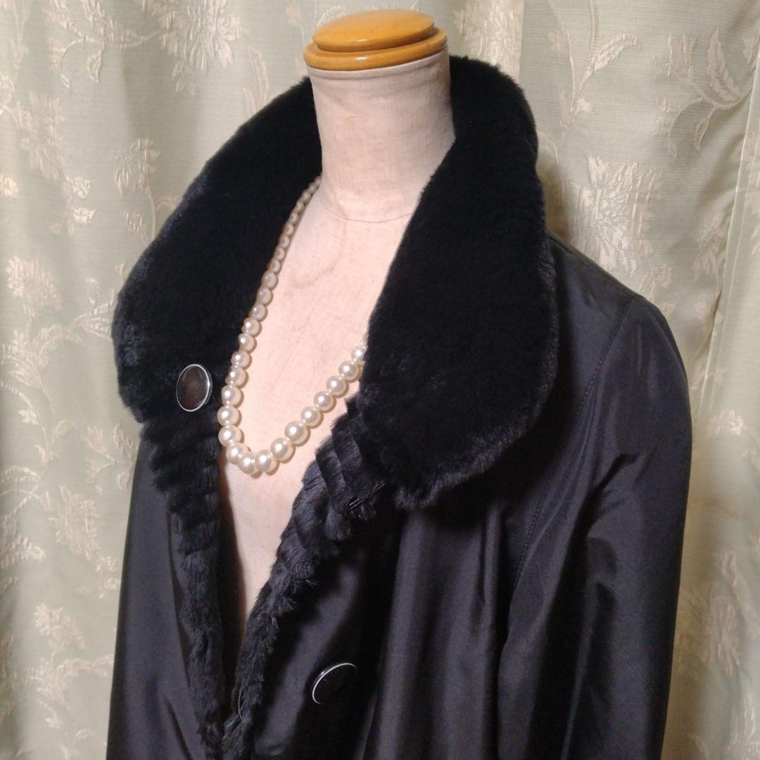 美品✩襟も袖口もふかふかです✩リバーシブル✩レッキス✩ファーコート✩ブラック✩