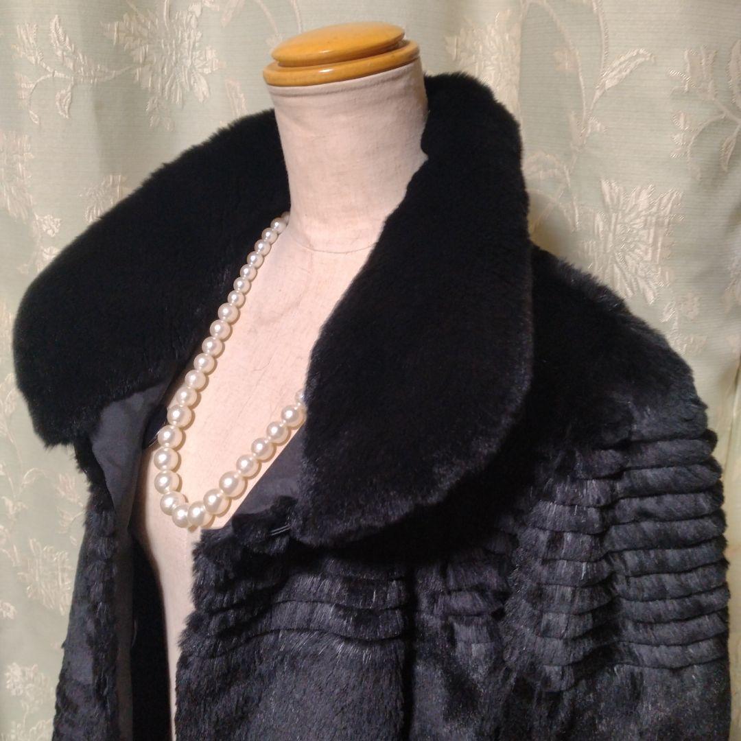 美品✩襟も袖口もふかふかです✩リバーシブル✩レッキス✩ファーコート✩ブラック✩