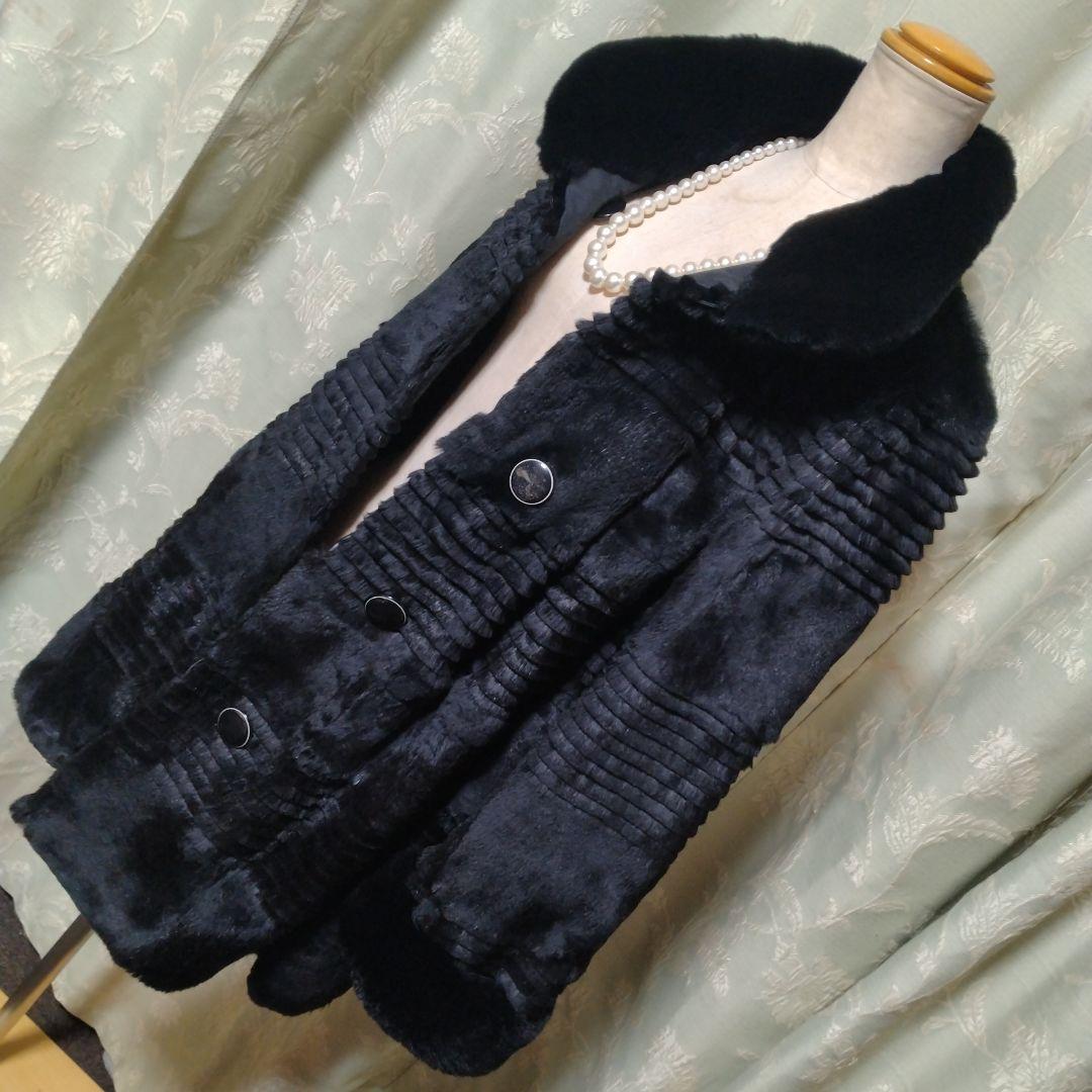 美品✩襟も袖口もふかふかです✩リバーシブル✩レッキス✩ファーコート✩ブラック✩