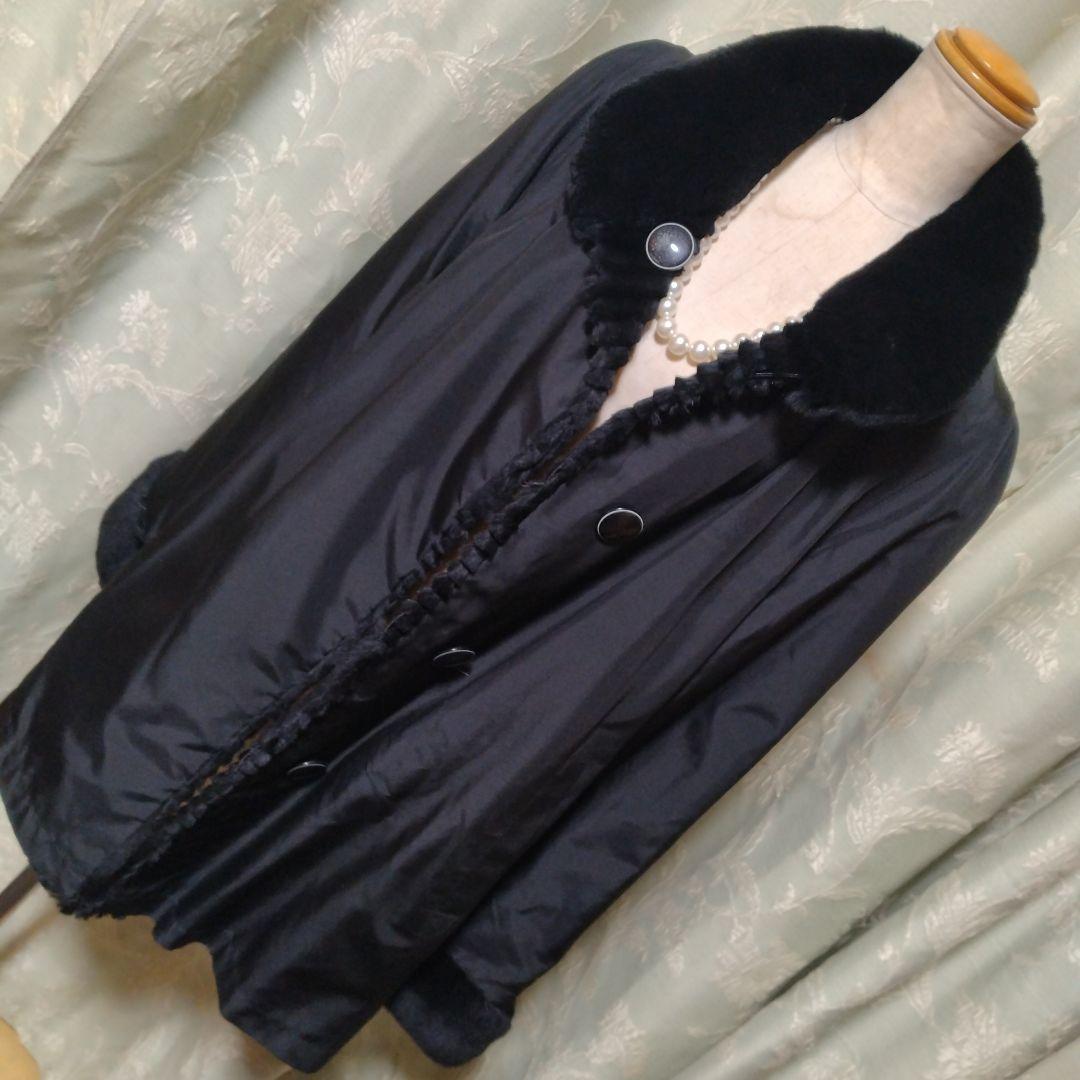 美品✩襟も袖口もふかふかです✩リバーシブル✩レッキス✩ファーコート✩ブラック✩