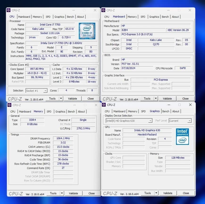HP ProDesk 600 G3／i7-7700／8GB／SSD