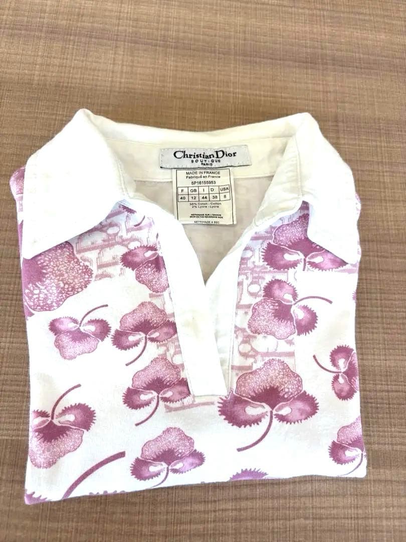 美品 クリスチャンディオール ガリアーノ期 花柄 トロッター ポロシャツ ピンク