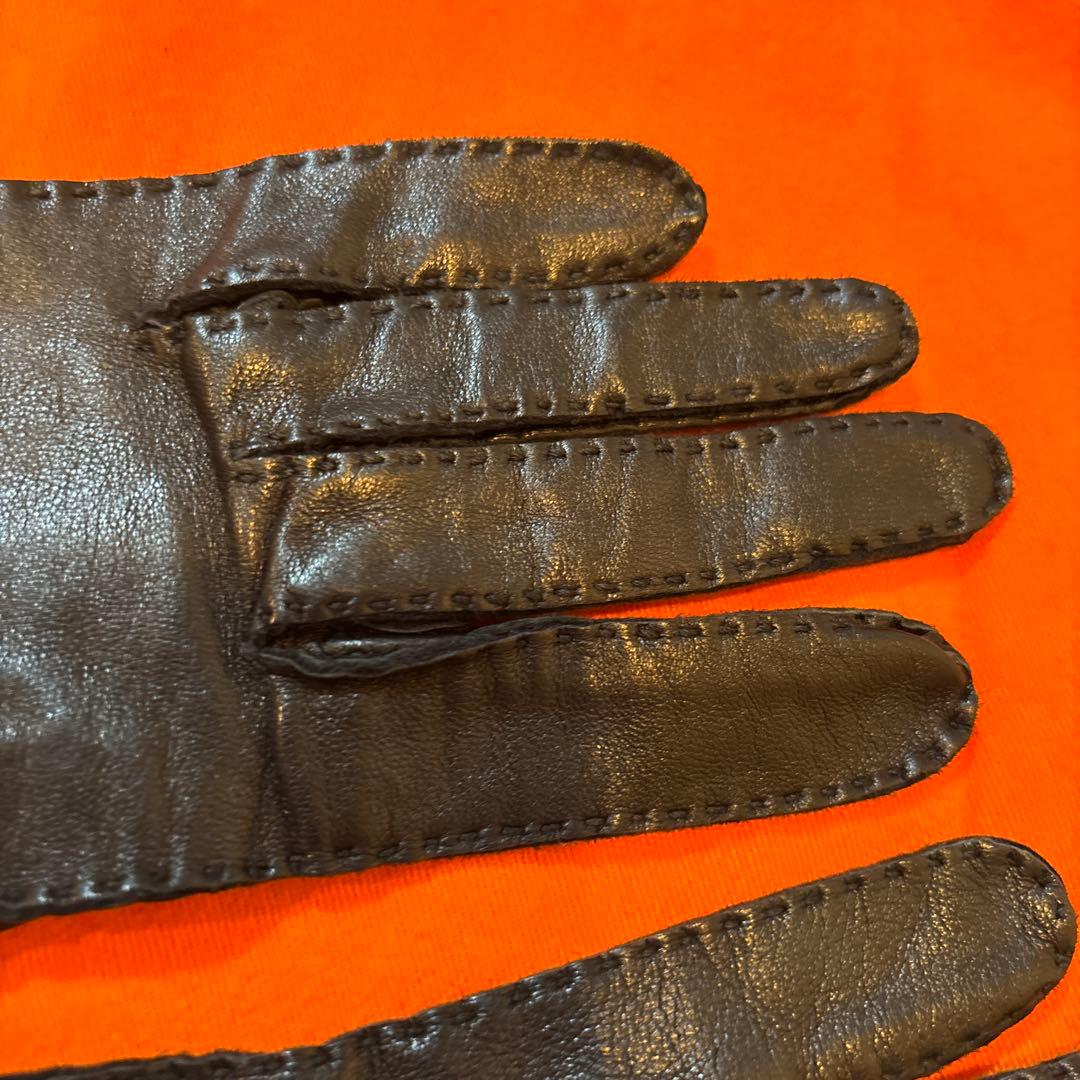 未使用美品エルメスラムスキンレザー ロンググローブ ブラック