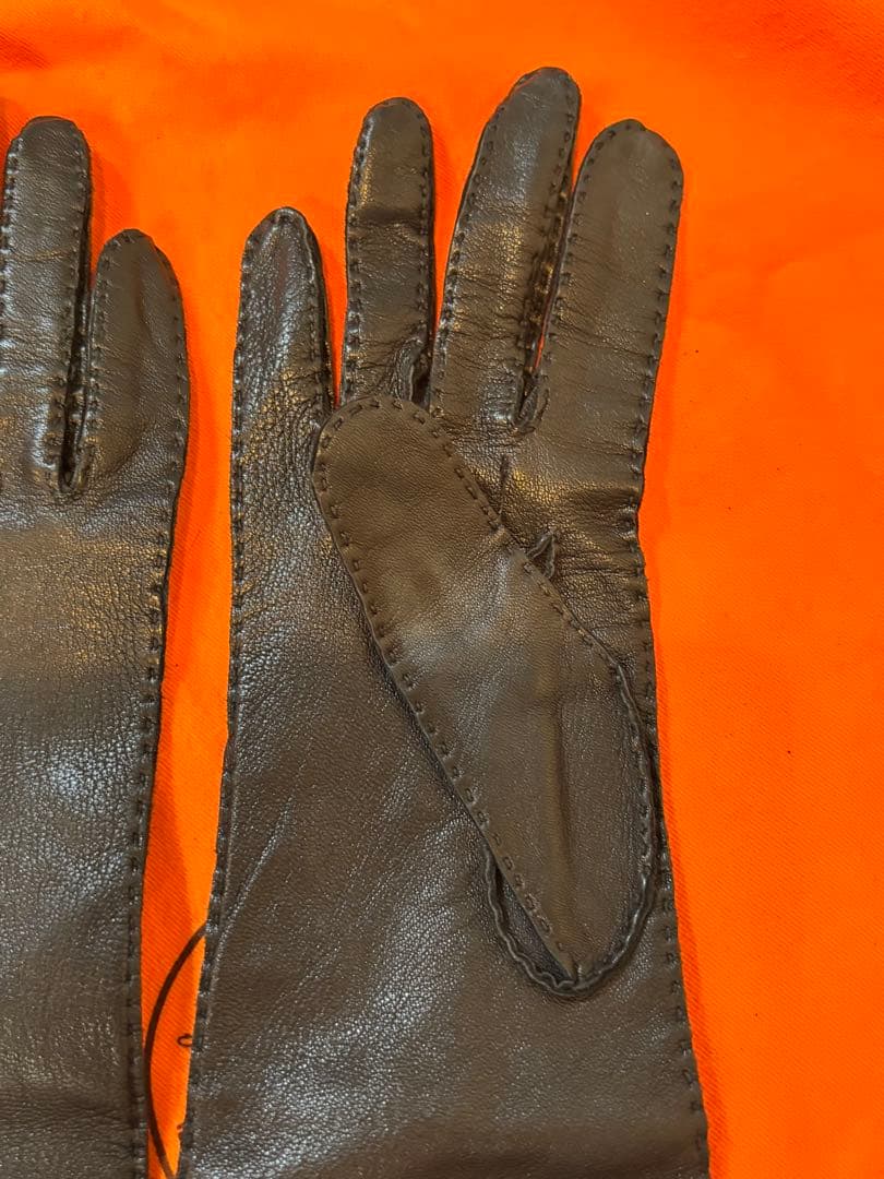 未使用美品エルメスラムスキンレザー ロンググローブ ブラック