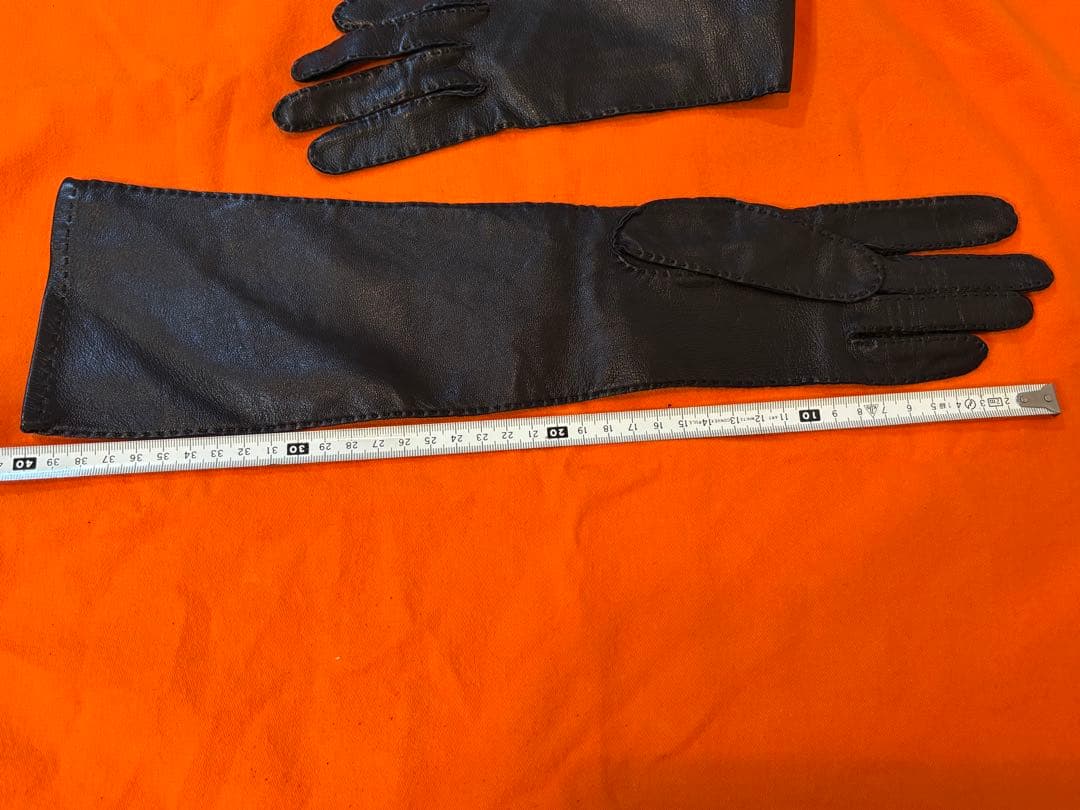 未使用美品エルメスラムスキンレザー ロンググローブ ブラック