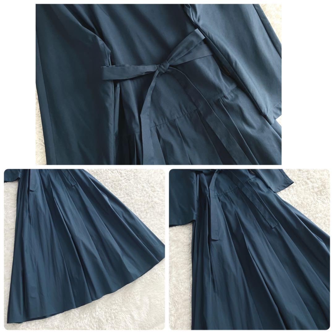 美品✨着丈118㎝ エスマックスマーラ ワンピース リボン ロング マキシ 紺