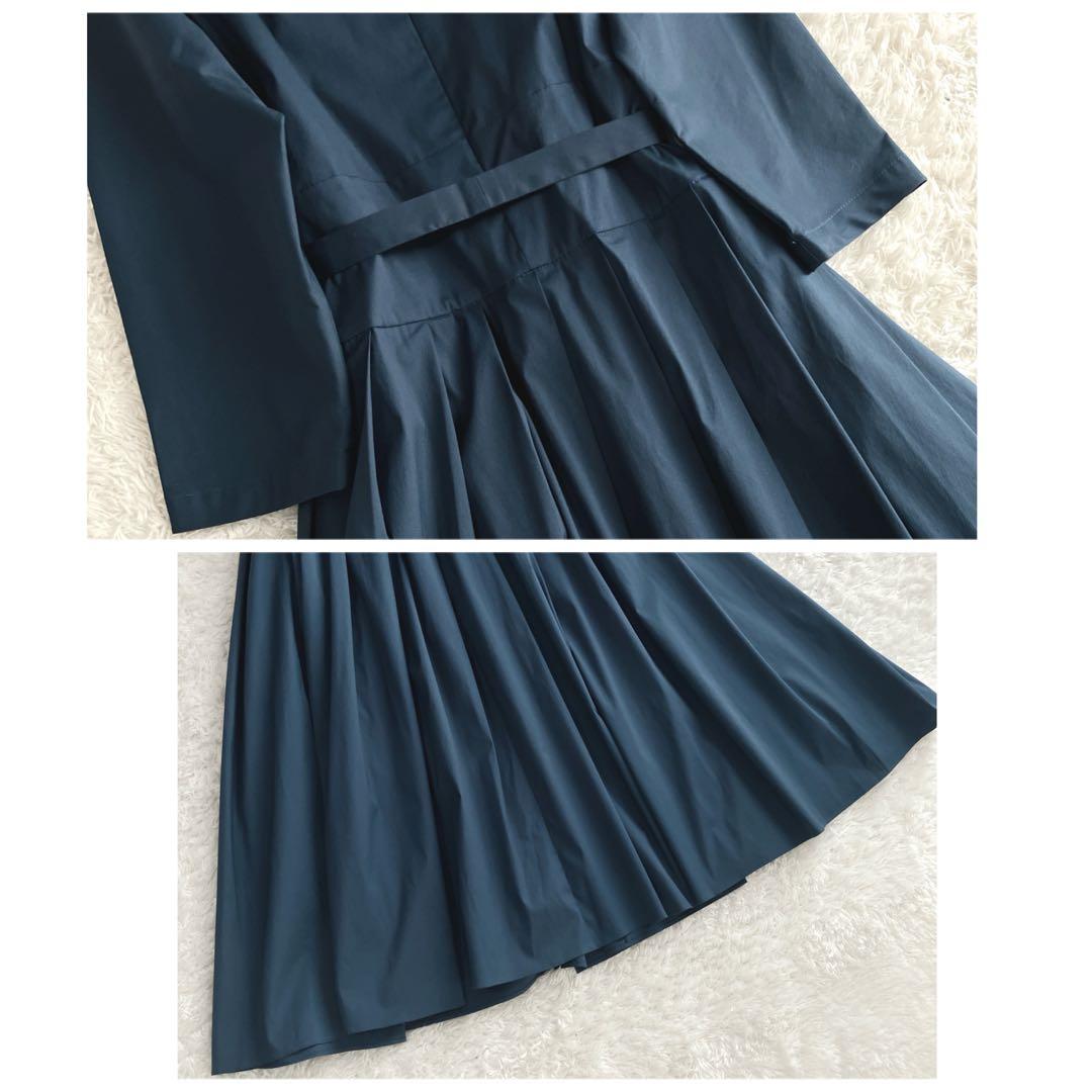 美品✨着丈118㎝ エスマックスマーラ ワンピース リボン ロング マキシ 紺