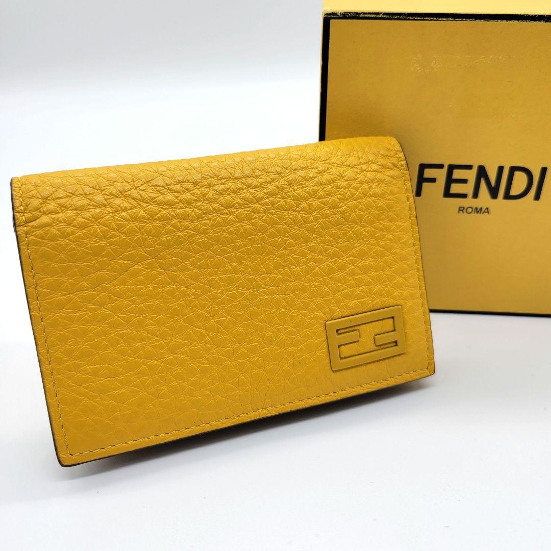 未使用級✨️ FENDI カードケース 名刺入れ エフイズ イエロー レザー