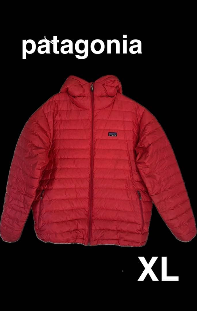 神サイズパタゴニアダウンセーターフーディ　ダウンジャケットフード　赤　XL