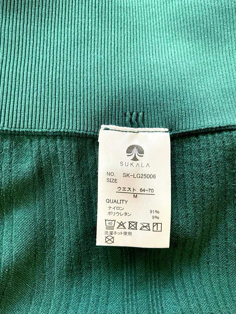 スカーラ　ヨガウェア　ウェーブリブ　アクティブレギンス　Mサイズ　ダークグリーン